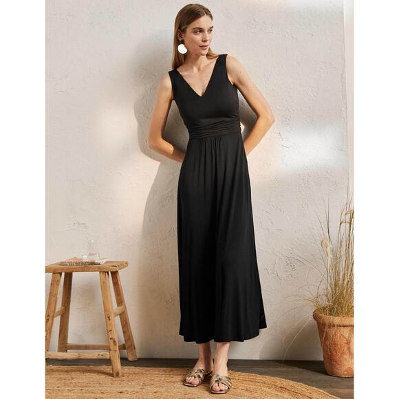 Boden Dresses & Skirts - Boden Black Sienna Jersey V-Neck Maxi Dress Size S/4